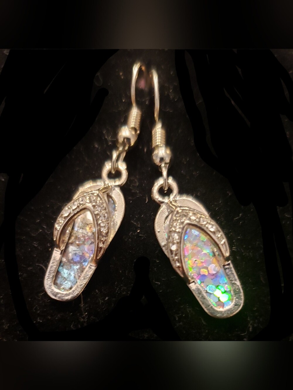 NEW Flip Flop Earrings, Cute Bejeweled Mini Beach Sandals French Wires, Summery!